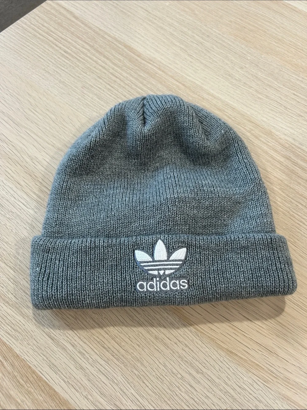 adidas Gray Trefoil Rib Knit Beanie